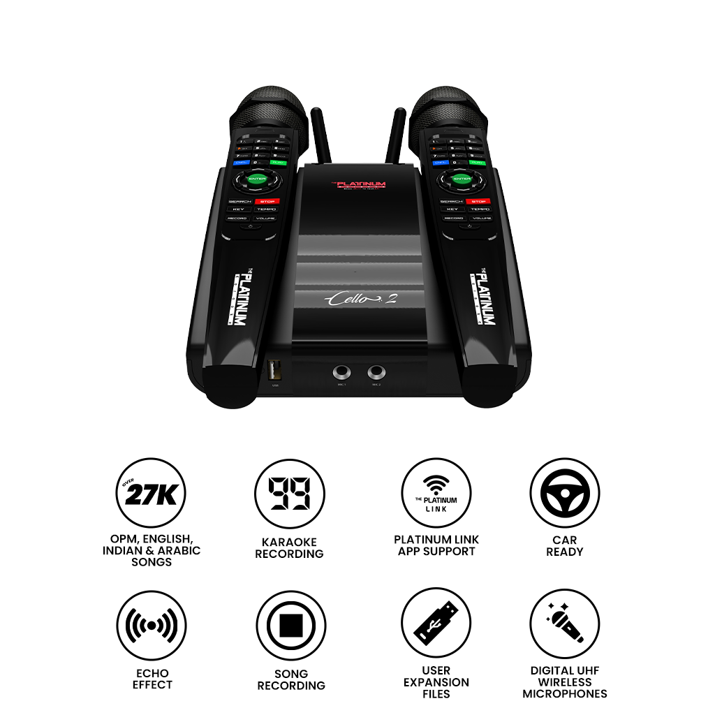 Cello 2 UHF Wireless Microphone Karaoke Player