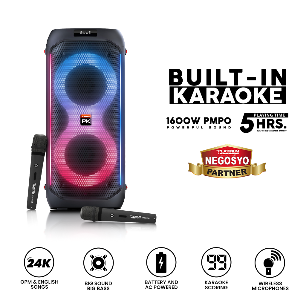 DK65 Duo Karaoke Speaker with UHF Wireless Microphones and 6.5" Woofer