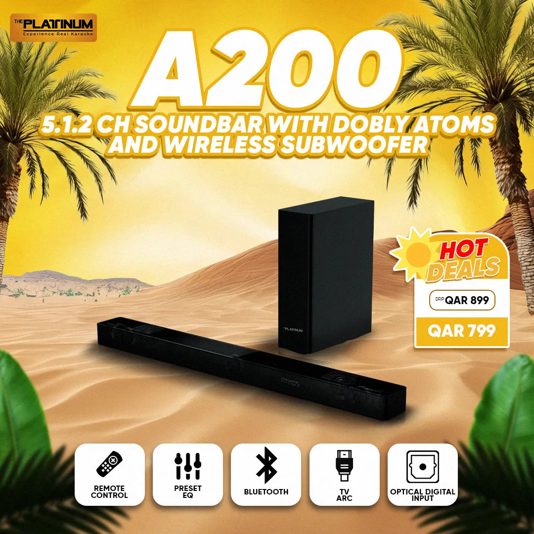 A200 5.1.2 Channel Soundbar with Dolby Atmos® and Wireless Subwoofer