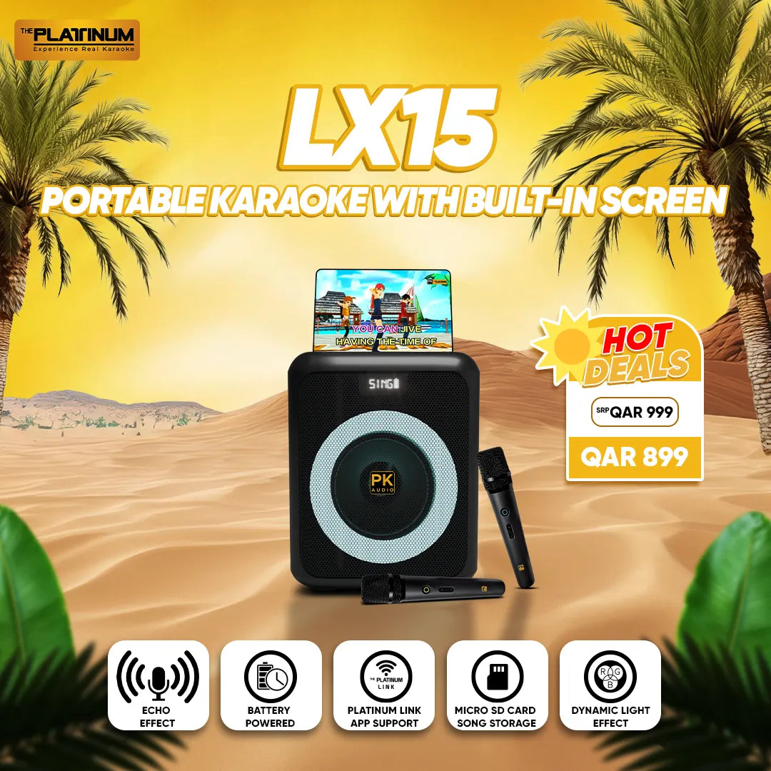 LX15 Karaoke Speaker with UHF Wireless Microphones 6.5" Woofer class LCD Karaoke Speaker